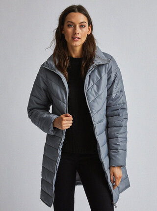 Šedý prošívaný kabát Dorothy Perkins