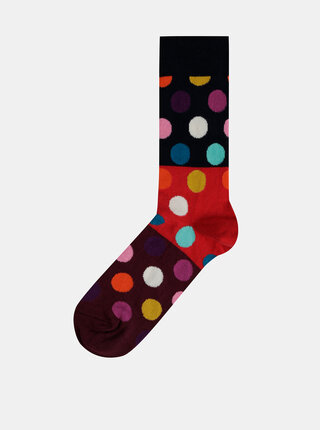 Vínovo-modré puntíkované ponožky Happy Socks Big Dot