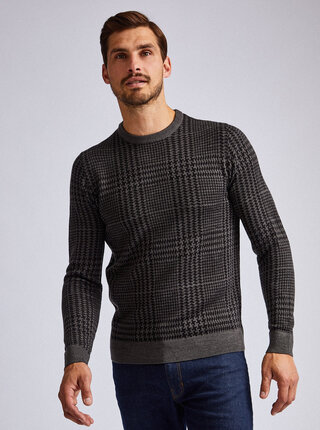Tmavě šedý vzorovaný svetr Burton Menswear London Dogtooth