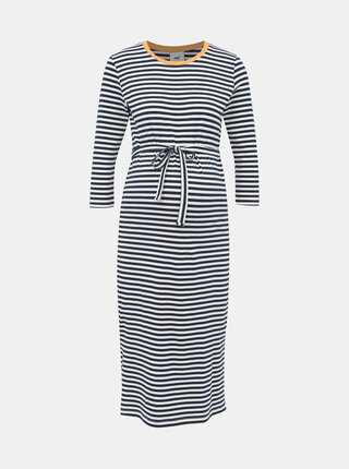 Modro-bílé pruhované těhotenské basic midi šaty Mama.licious Gina