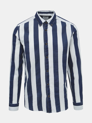 Bielo-modrá pruhovaná slim fit košeľa ONLY & SONS Sarif