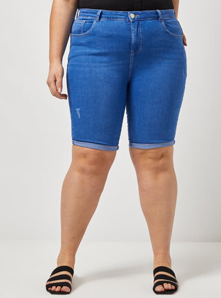 Modré rifľové šortky Dorothy Perkins Curve