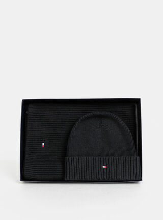 Sada čiernej čiapky a šálu Tommy Hilfiger