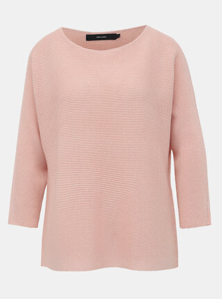 Svetloružový basic sveter VERO MODA Nora
