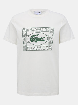 Krémové pánské tričko s potiskem Lacoste
