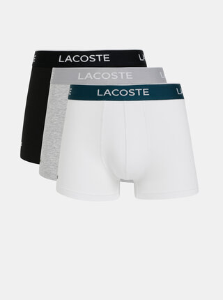 Sada tří boxerek v černé, šedé a bílé barvě Lacoste