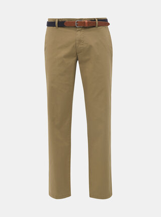 Khaki slim fit chino kalhoty Selected Homme Yard