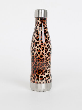 Hnedá fľaša s leopardím vzorom GLACIAL Leopard 400 ml