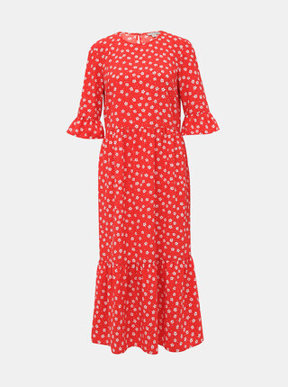 Červené květované midi šaty Miss Selfridge