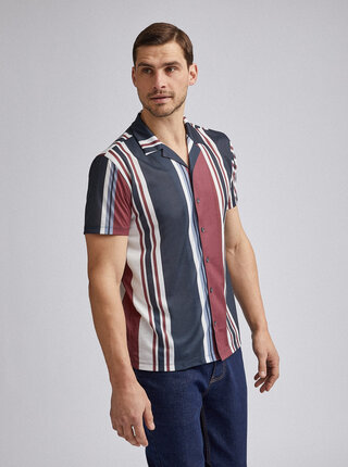 Vínovo-modrá pruhovaná košile Burton Menswear London