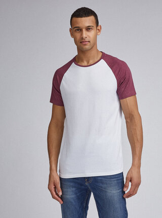 Vínovo-bílé basic tričko Burton Menswear London