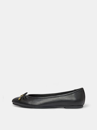 Černé kožené baleríny Dorothy Perkins