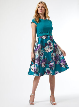 Petrolejové květované šaty Dorothy Perkins