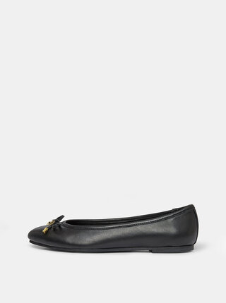 Černé kožené baleríny Dorothy Perkins