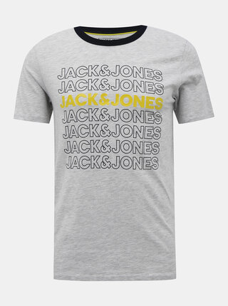 Světle šedé tričko s potiskem Jack & Jones Pine