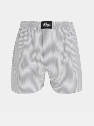 Bílo-šedé pánské pruhované trenýrky ELKA Underwear