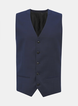 Tmavě modrá slim fit vesta s příměsí vlny Jack & Jones Solaris