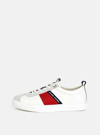 Bílé pánské tenisky s detaily v semišové úpravě Jack & Jones Sloane