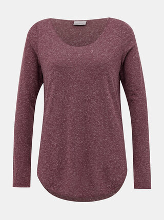 Vínové basic tričko s příměsí lnu VERO MODA