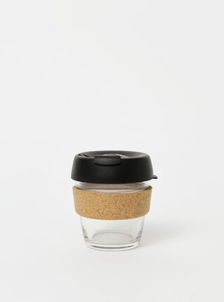 Čierny sklenený cestovný hrnček KeepCup Brew Cork small 177 ml