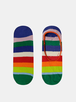 Červeno-zelené dámské nízké pruhované ponožky Happy Socks Stripe