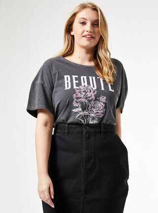 Šedé tričko s potiskem Dorothy Perkins Curve