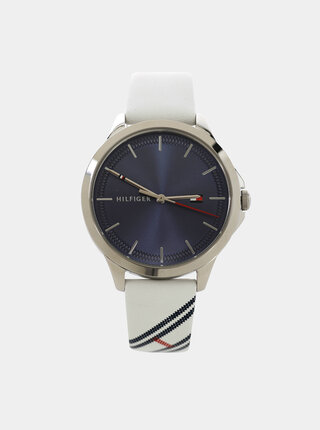 Dámské hodinky s bílým koženým páskem Tommy Hilfiger