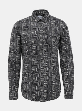 Černá vzorovaná slim fit košile ONLY & SONS Elroy