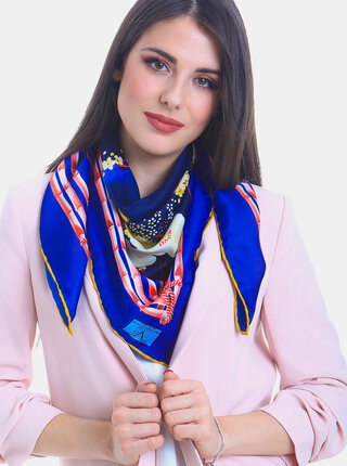 Tmavě modrý dámský vzorovaný šátek Versace 19.69