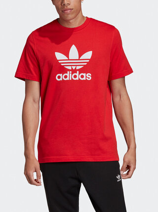 Červené pánske tričko s potlačou adidas Originals