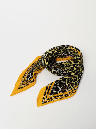 Žluto-hnědý šátek s leopardím vzorem Pieces Naima