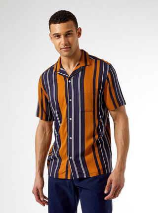 Modro-oranžová pruhovaná košile Burton Menswear London