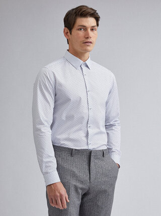 Biela vzorovaná slim fit košeľa Burton Menswear London
