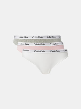 Sada tří kalhotek v bílé, růžové a šedé barvě Calvin Klein Underwear