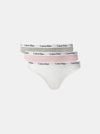 Sada tří tang v bílé, růžové a šedé barvě Calvin Klein Underwear