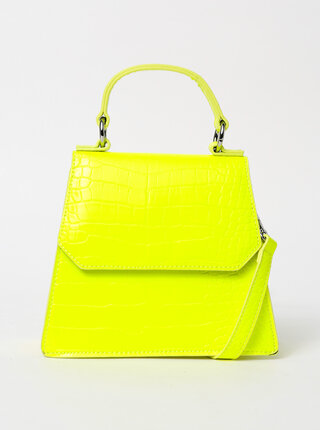 Žlutá neonová crossbody kabelka s krokodýlím vzorem Pieces Nella