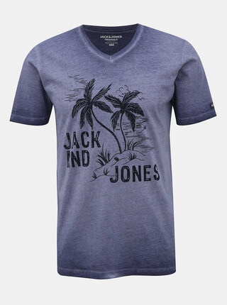 Modré tričko s potiskem Jack & Jones Abre