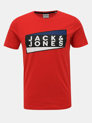 Červené tričko s potiskem Jack & Jones Shaun