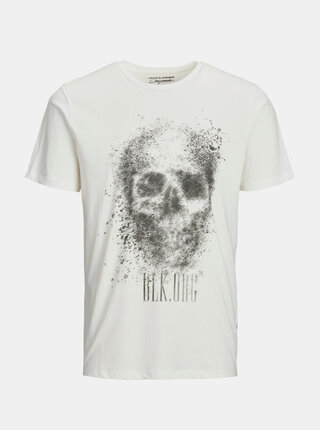 Bílé tričko s potiskem Jack & Jones Solex