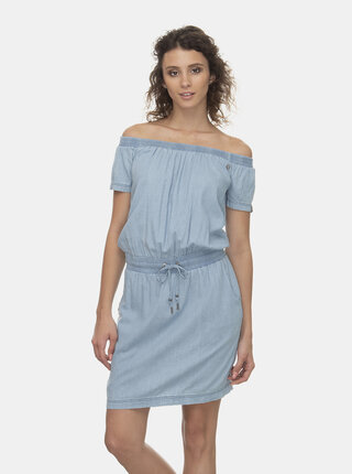 Světle modré šaty s odhalenými rameny Ragwear Everly Denim