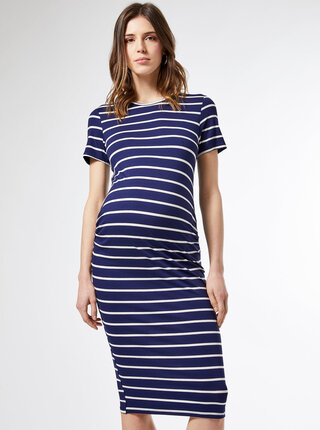 Modré pruhované tehotenské basic šaty Dorothy Perkins Maternity