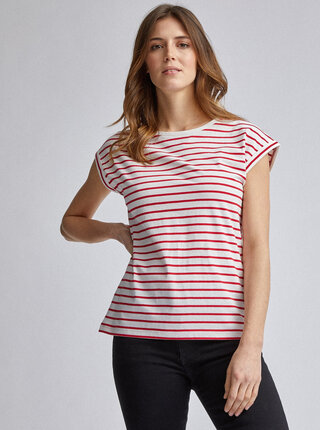 Červené pruhované basic tričko Dorothy Perkins