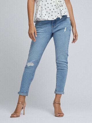 Modré skrátené skinny fit rifle Dorothy Perkins Petite