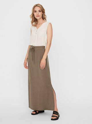Hnědá basic maxi sukně AWARE by VERO MODA Ava