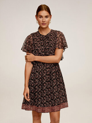 Černé květované šaty Mango Boho