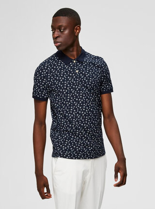 Tmavě modré vzorované polo tričko Selected Homme Dixon