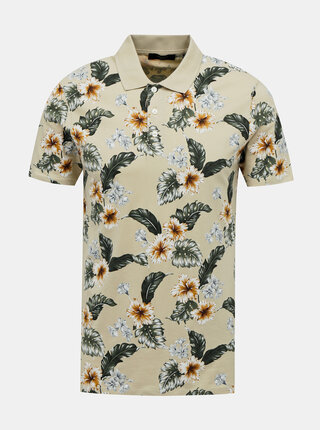 Béžové květované polo tričko Jack & Jones Dale