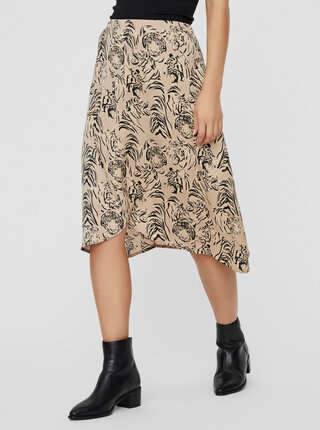 Béžová vzorovaná sukně VERO MODA Kate