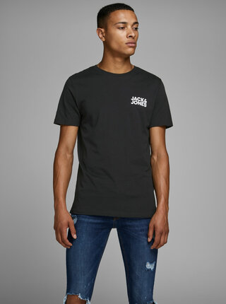 Čierne tričko s potlačou Jack & Jones Corp