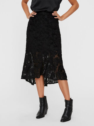 Čierna krajková midi sukňa AWARE by VERO MODA Kaya